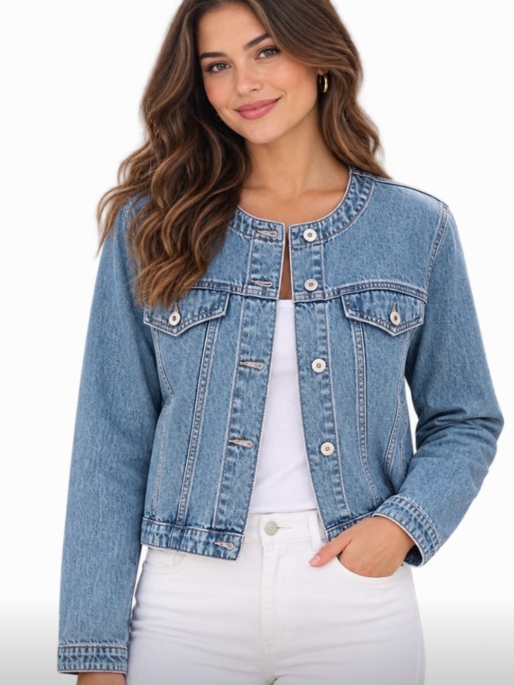 NWT Rag & Bone Dora Collarless Crop Denim Jacket Size XS